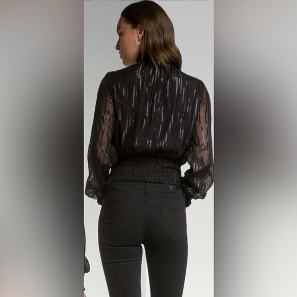 Intermix Smocked Keyhole Metallic Blouse - Picture 2 of 4